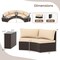 Costway 5 PCS Patio Furniture Set with Tempered Glass Top Side Tables Back & Seat Cushions
